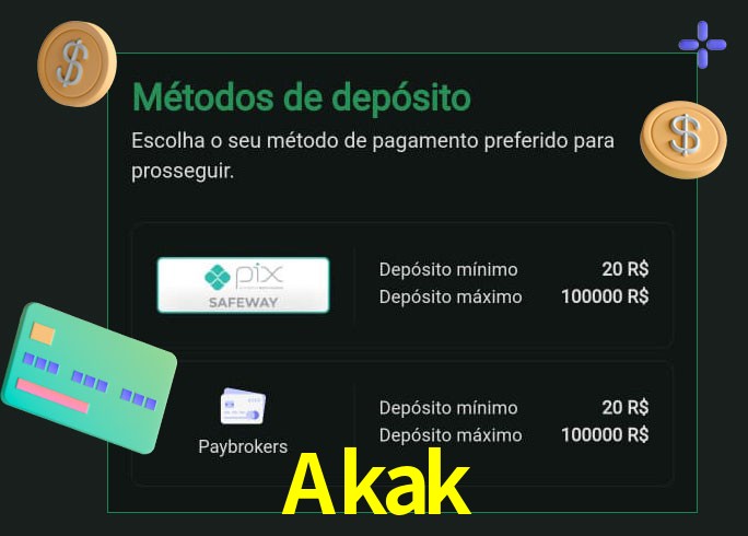 O cassino Akak oferece uma grande variedade de métodos de pagamento